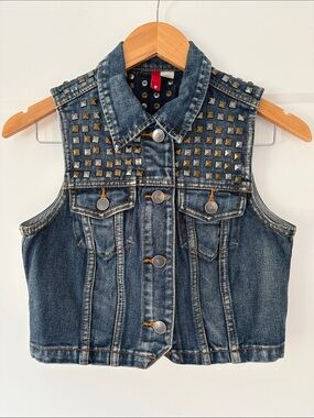 H&M Cropped Studded Denim Vest